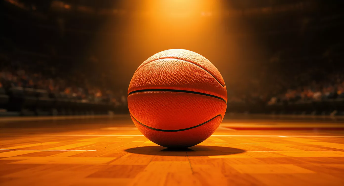 NBA basketball court with analytical data overlay representing UK sports betting market analysis